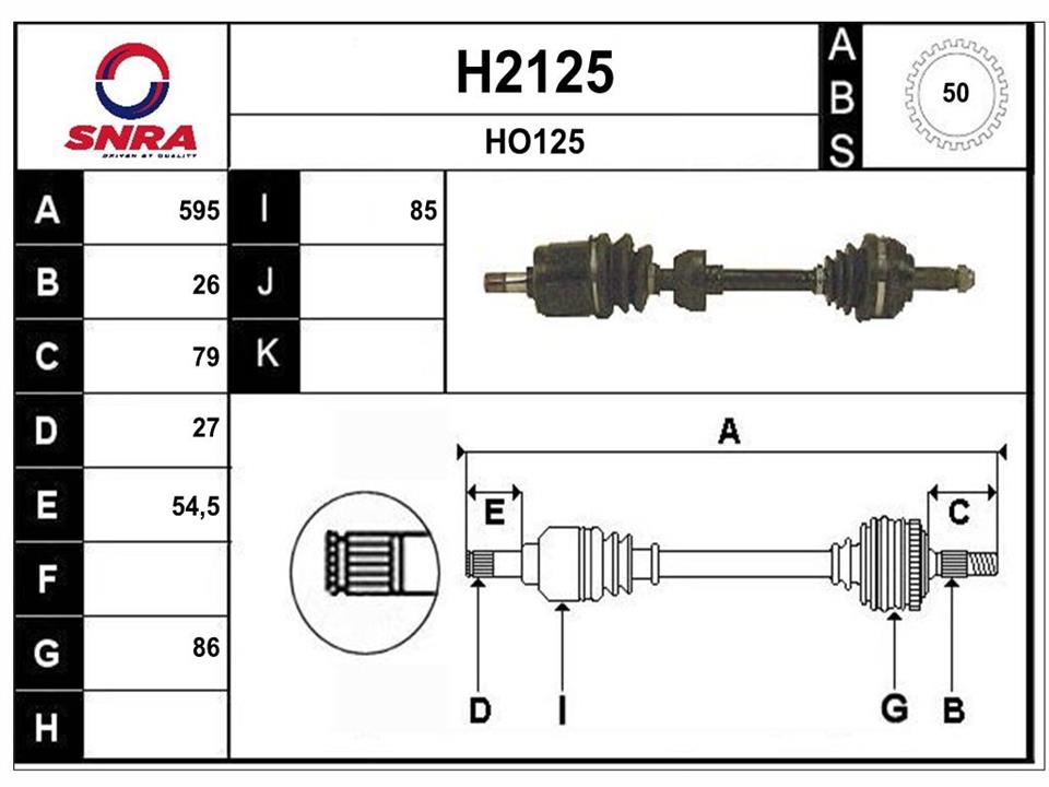 SNRA H2125 Drive shaft H2125