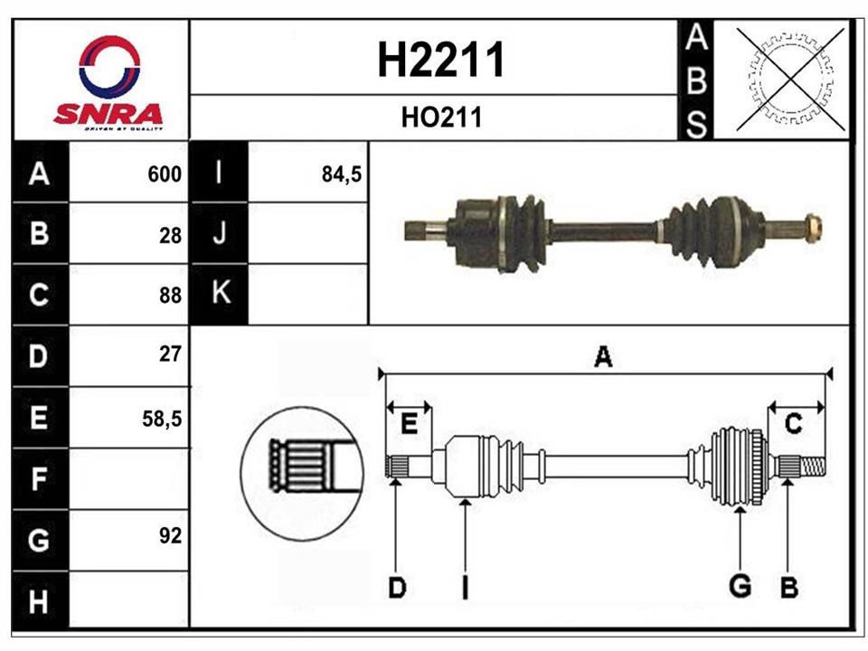 SNRA H2211 Drive shaft H2211