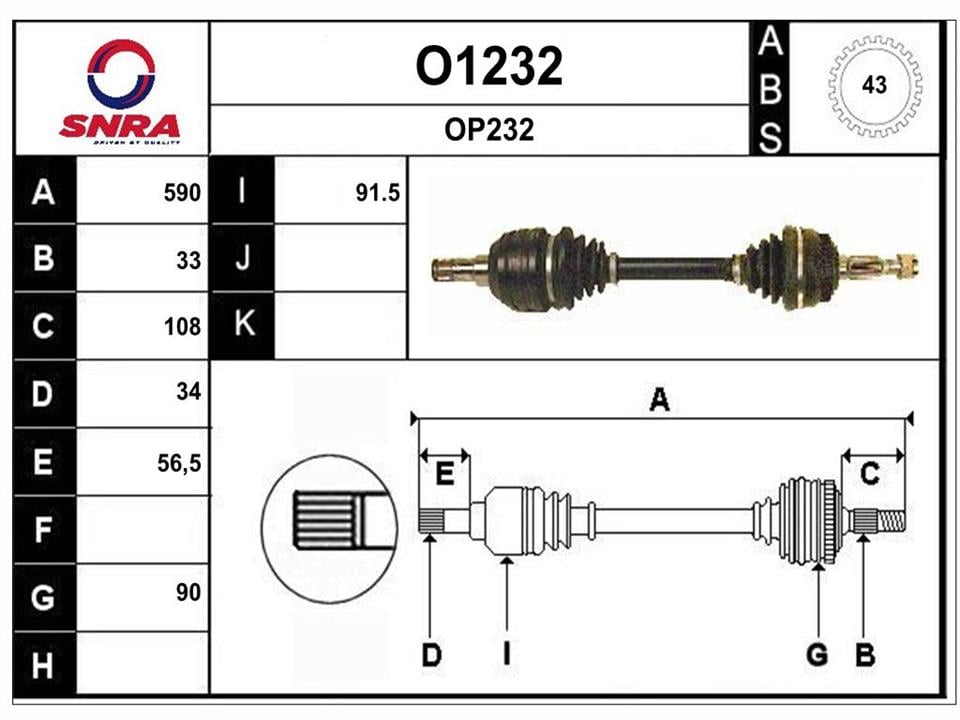SNRA O1232 Drive shaft O1232