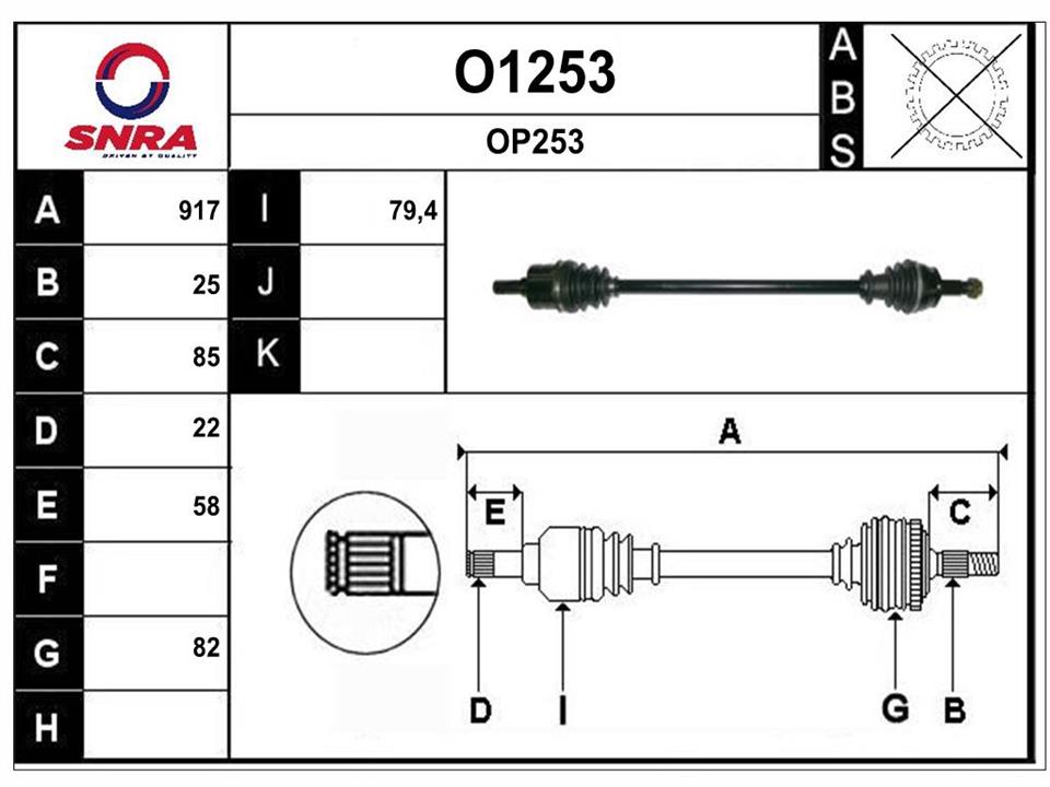 SNRA O1253 Drive shaft O1253