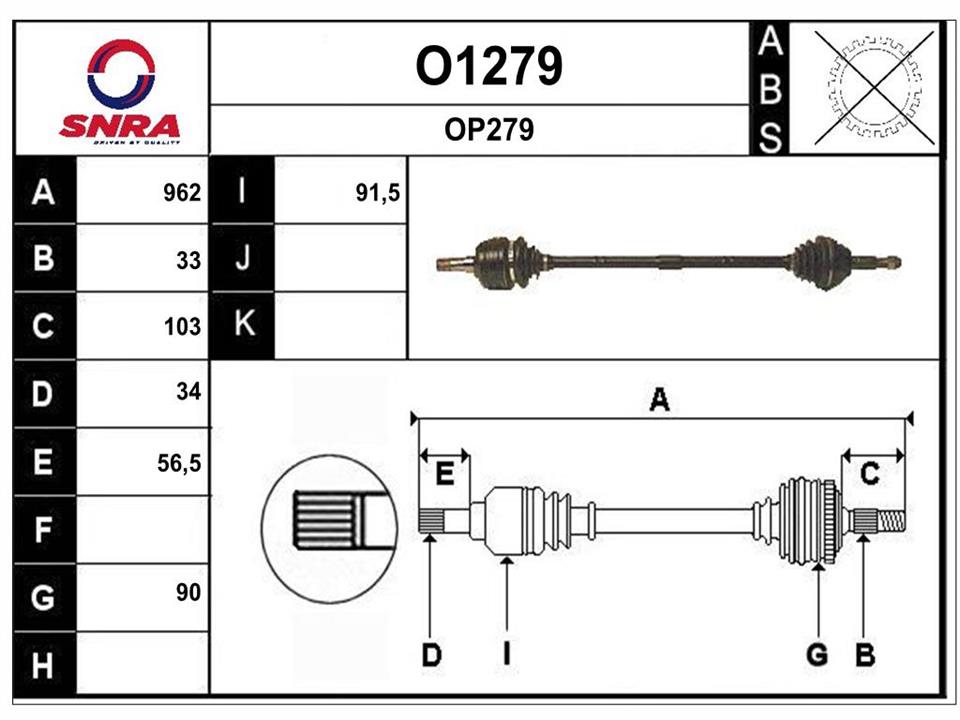 SNRA O1279 Drive shaft O1279