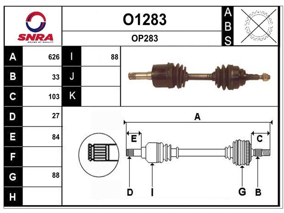 SNRA O1283 Drive shaft O1283