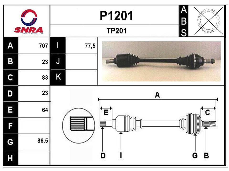 SNRA P1201 Drive shaft P1201
