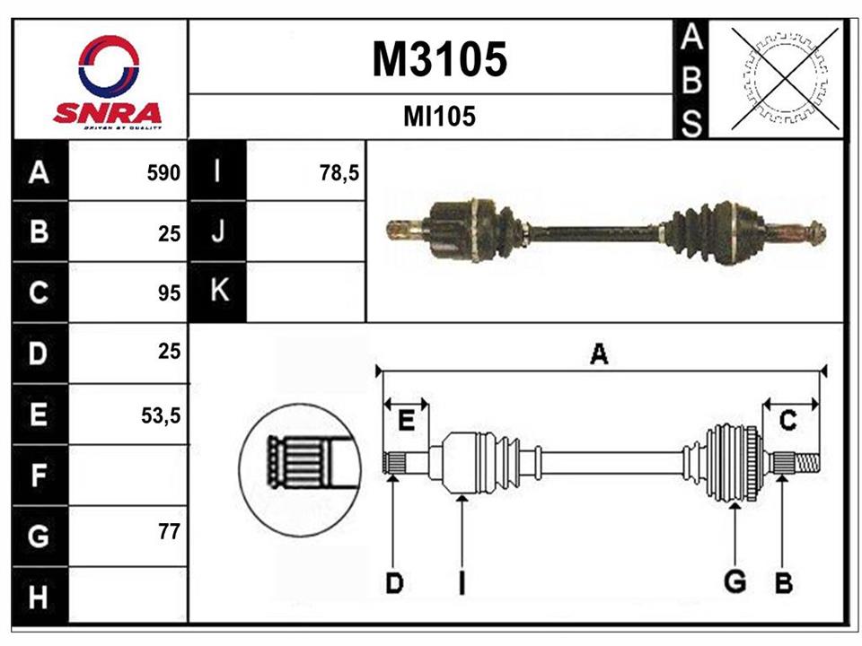 SNRA M3105 Drive shaft M3105