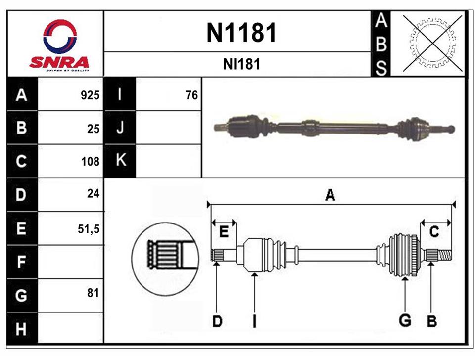 SNRA N1181 Drive shaft N1181
