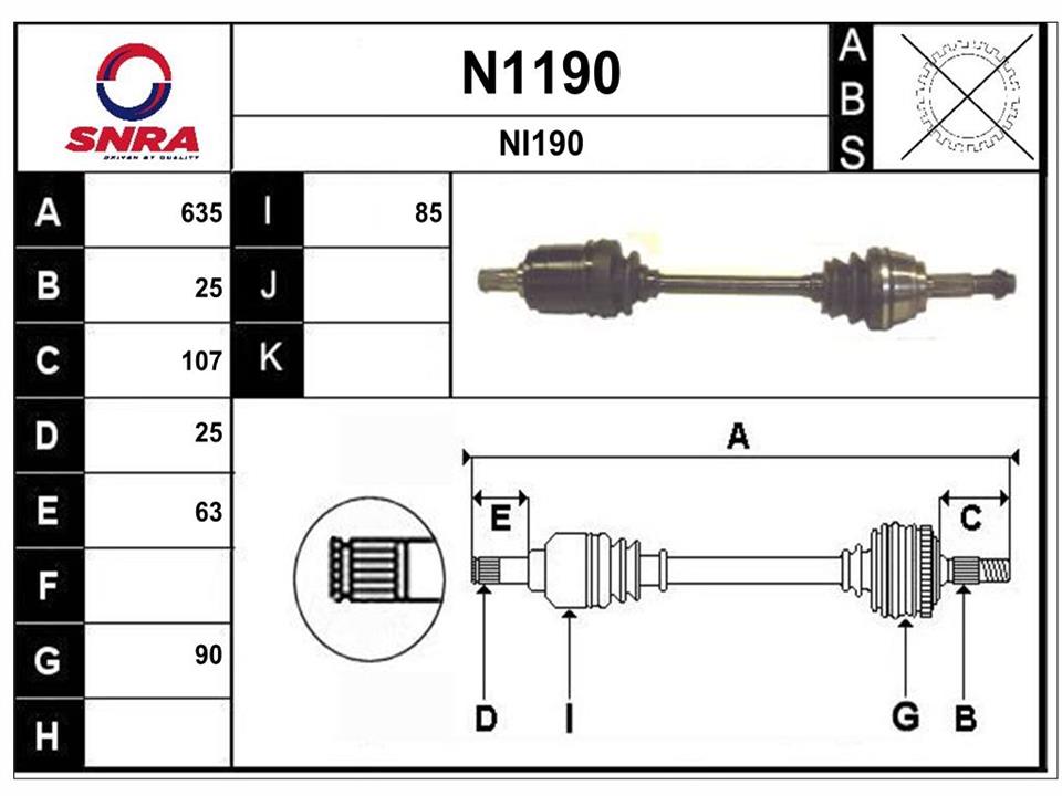 SNRA N1190 Drive shaft N1190