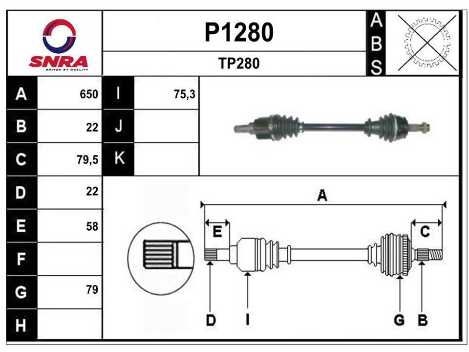 SNRA P1280 Drive shaft P1280