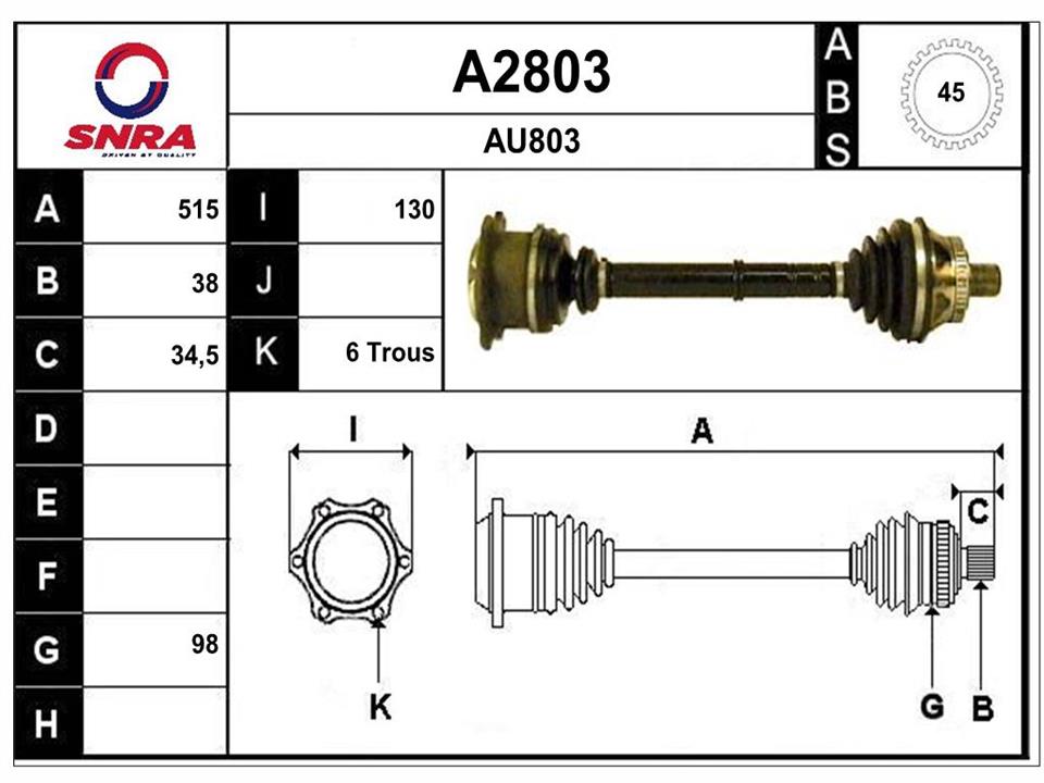 SNRA A2803 Drive shaft A2803