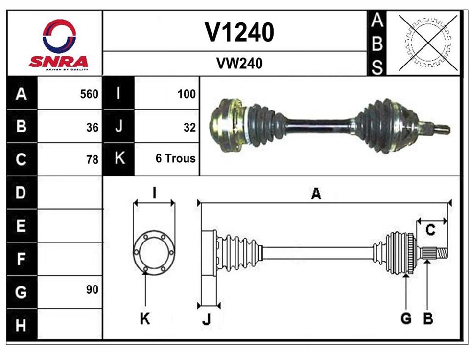 SNRA V1240 Drive shaft V1240