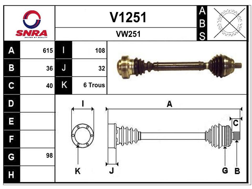 SNRA V1251 Drive shaft V1251