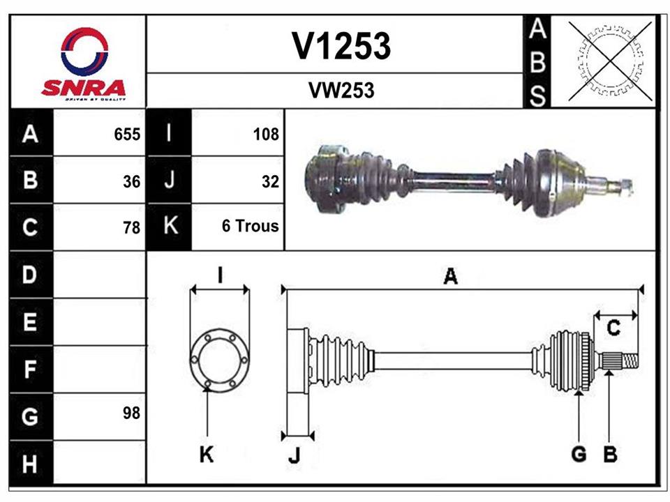 SNRA V1253 Drive shaft V1253
