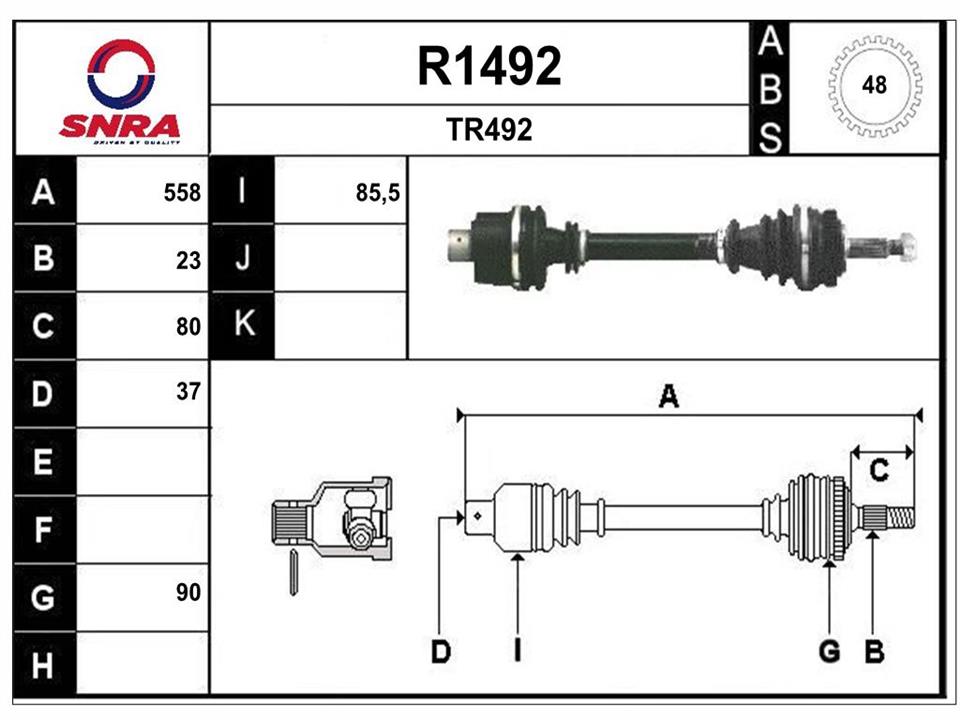 SNRA R1492 Drive shaft R1492