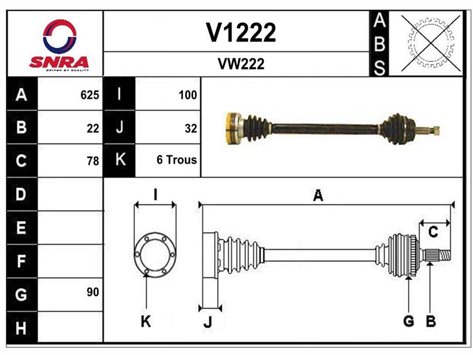 SNRA V1222 Drive shaft V1222