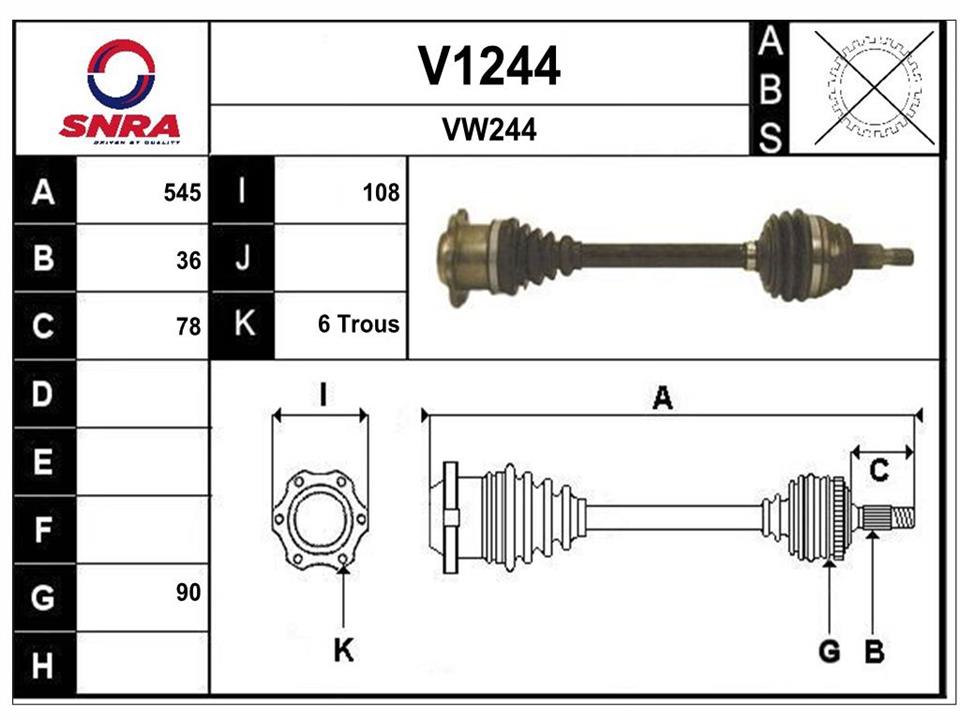 SNRA V1244 Drive shaft V1244
