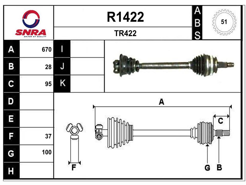 SNRA R1422 Drive shaft R1422