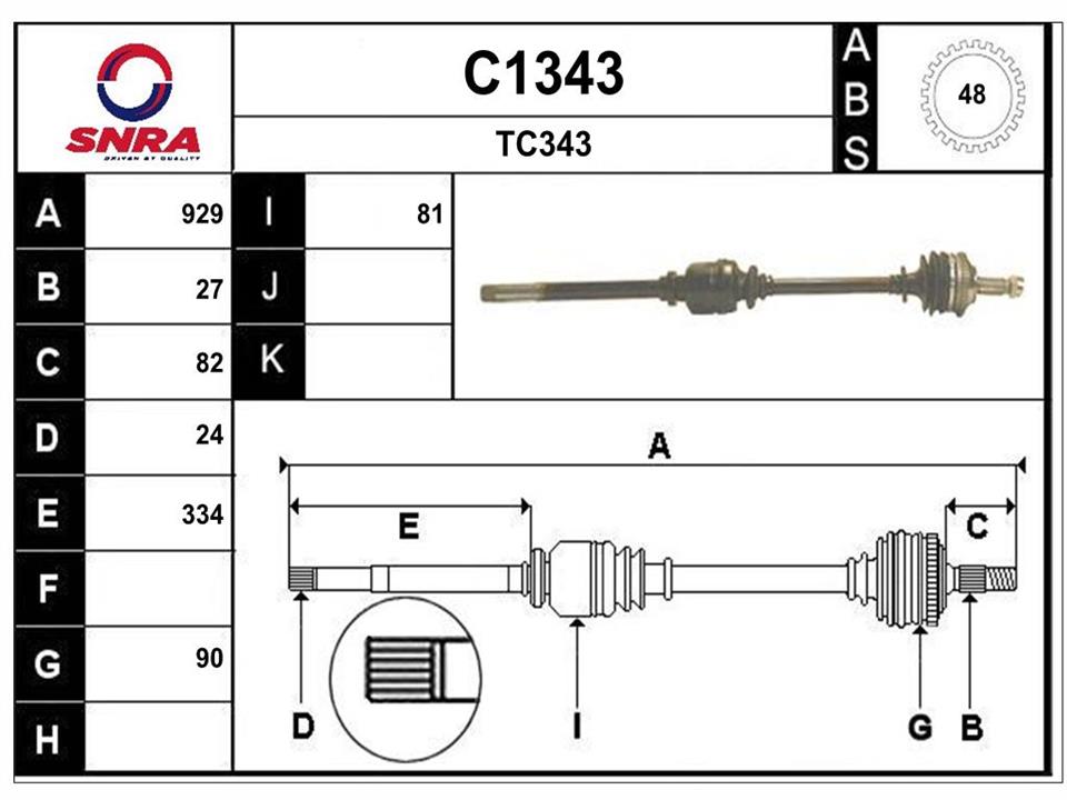 SNRA C1343 Drive shaft C1343