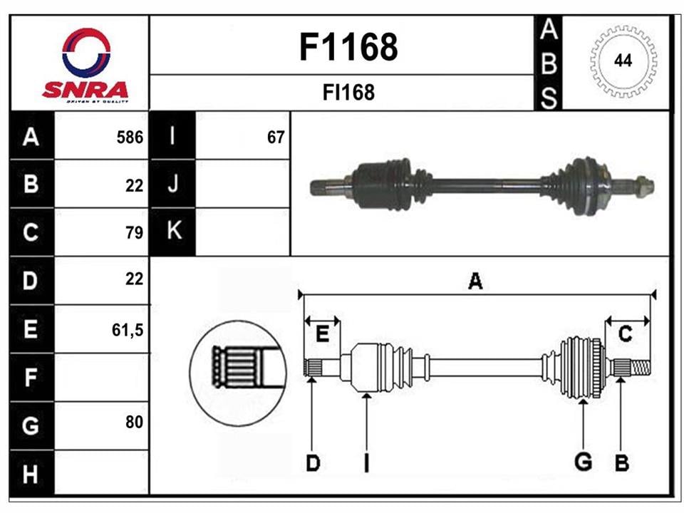 SNRA F1168 Drive shaft F1168