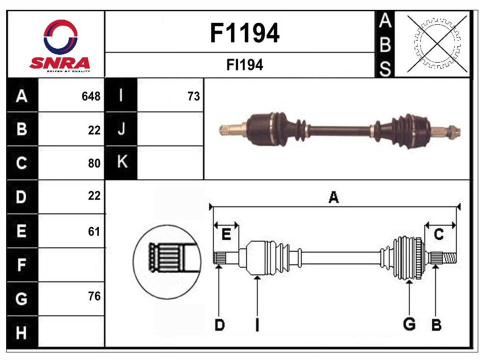 SNRA F1194 Drive shaft F1194
