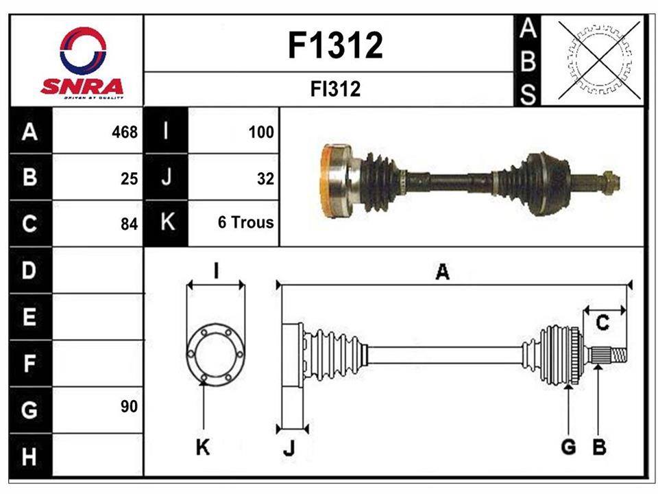 SNRA F1312 Drive shaft F1312