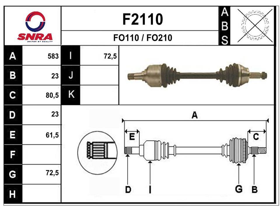 SNRA F2110 Drive shaft F2110