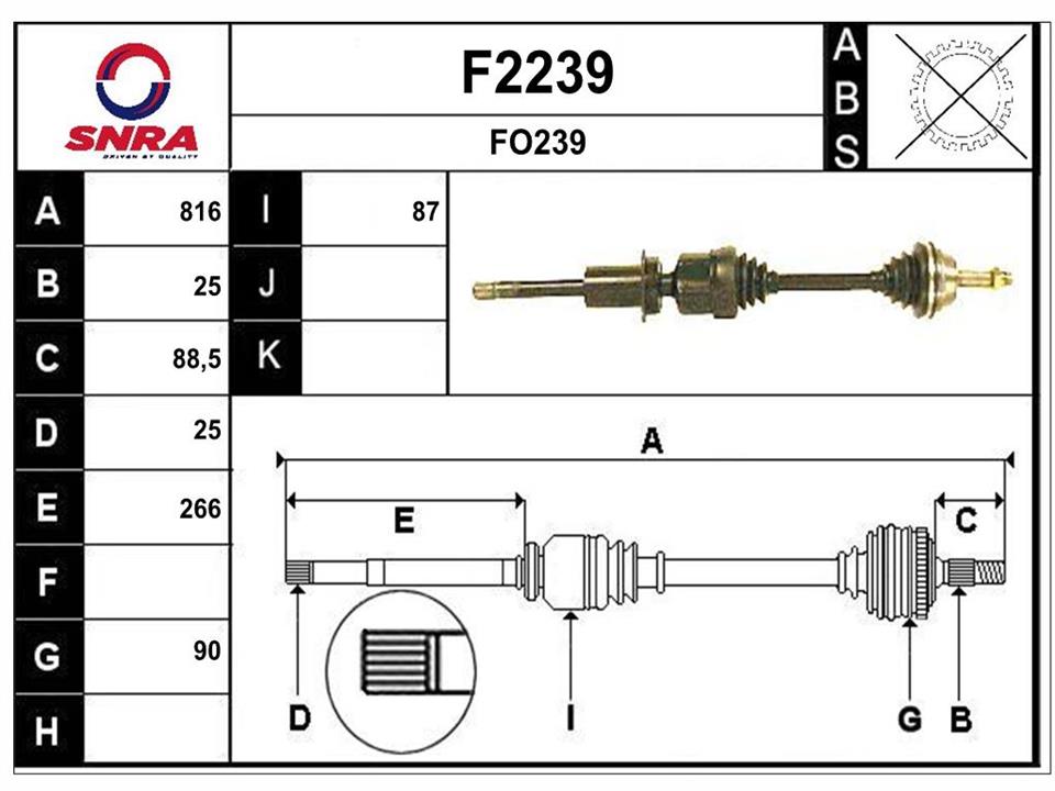 SNRA F2239 Drive shaft F2239