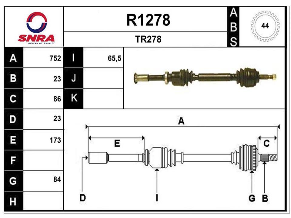 SNRA R1278 Drive shaft R1278