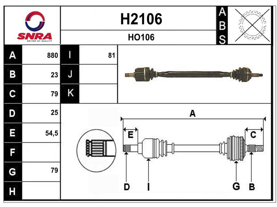 SNRA H2106 Drive shaft H2106