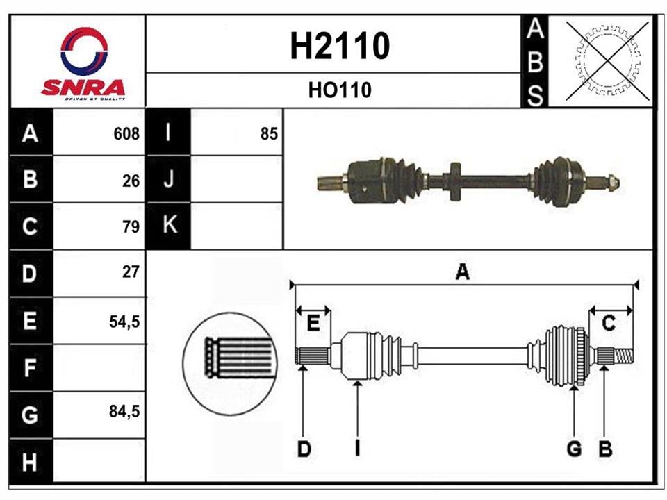 SNRA H2110 Drive shaft H2110