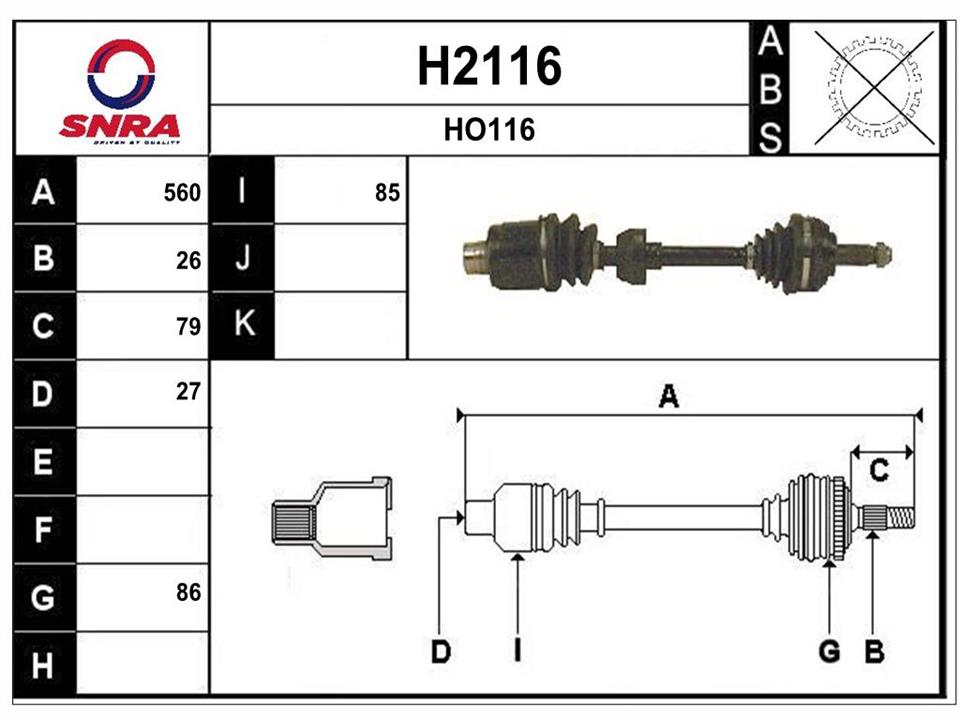 SNRA H2116 Drive shaft H2116