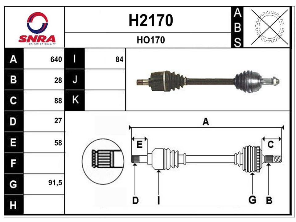 SNRA H2170 Drive shaft H2170