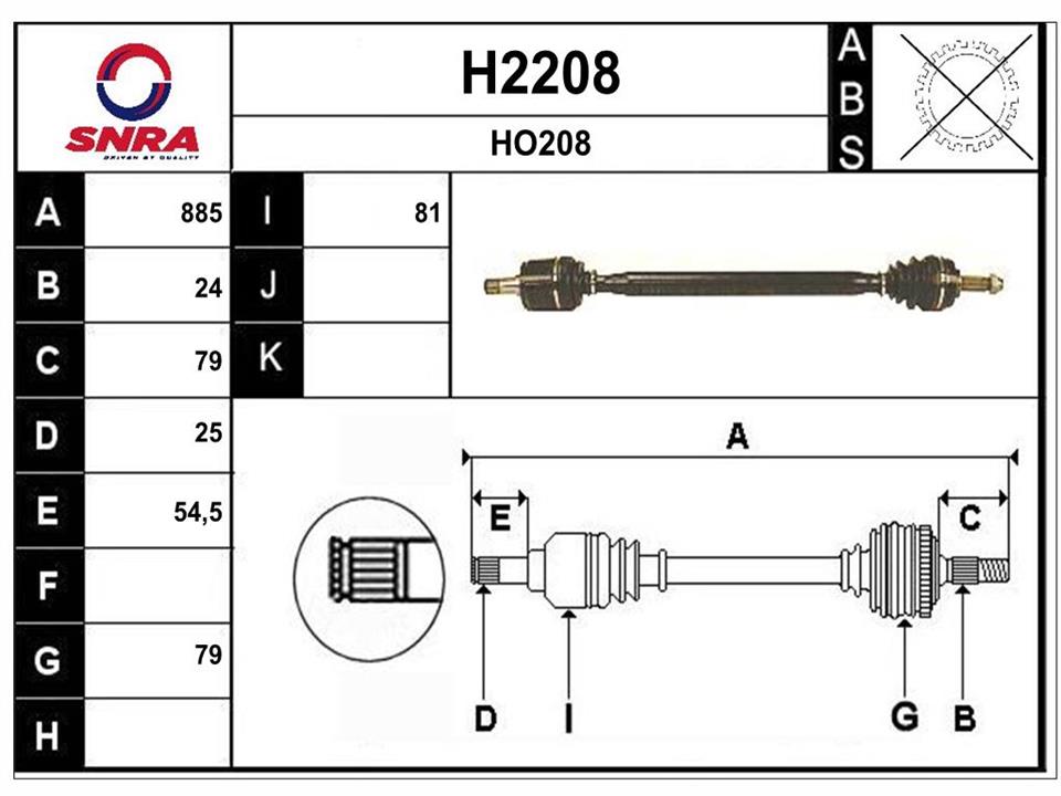 SNRA H2208 Drive shaft H2208
