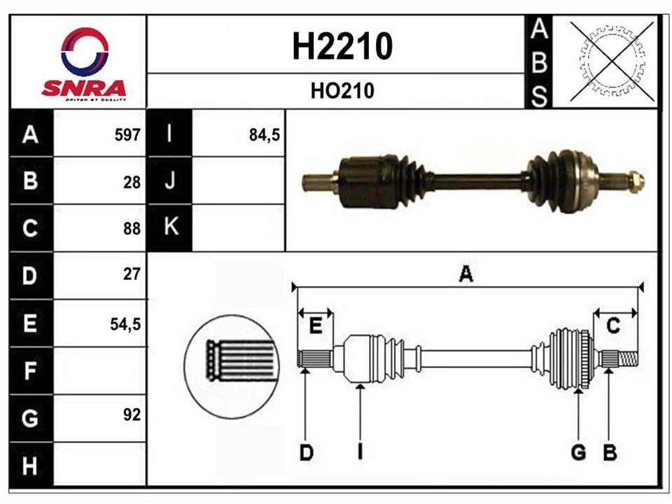 SNRA H2210 Drive shaft H2210