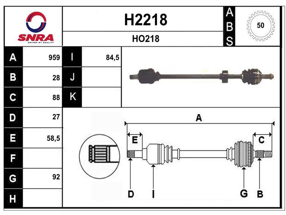 SNRA H2218 Drive shaft H2218