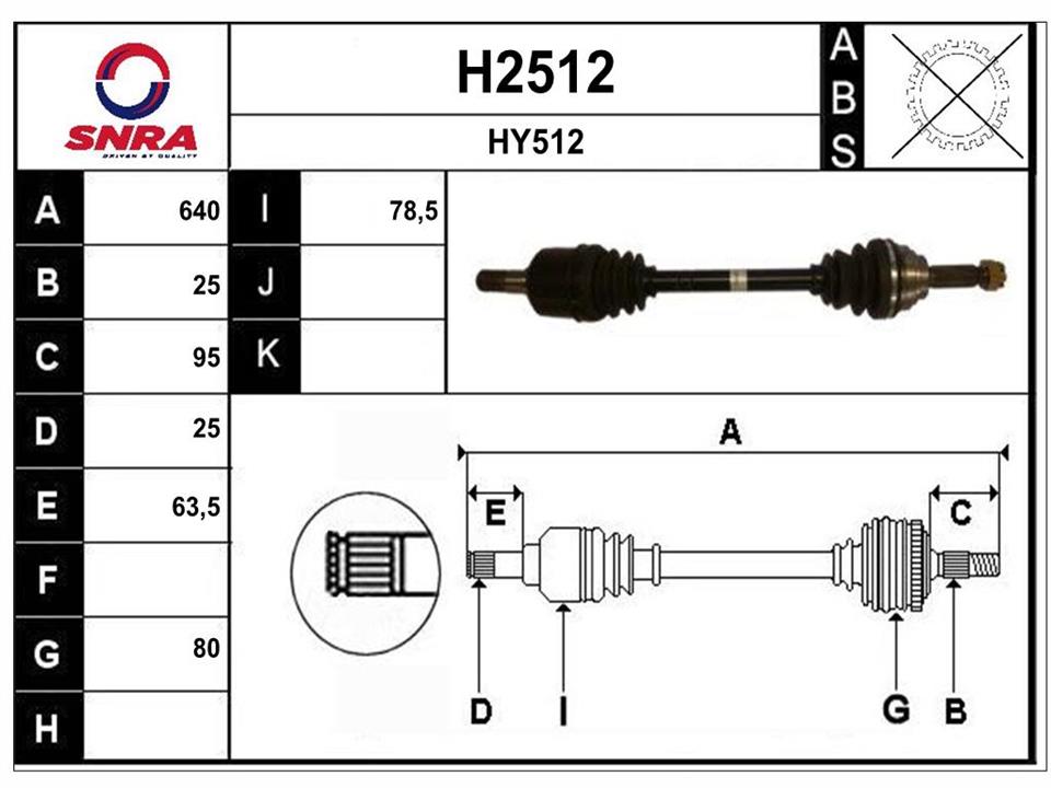 SNRA H2512 Drive shaft H2512
