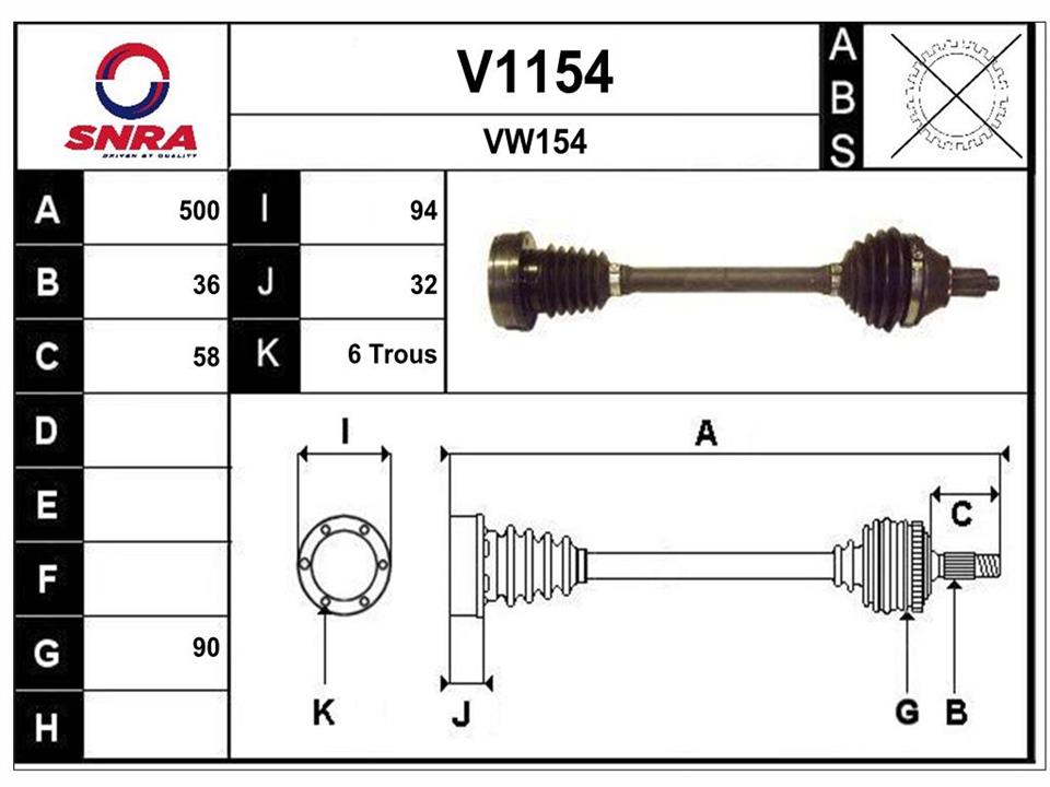 SNRA V1154 Drive shaft V1154