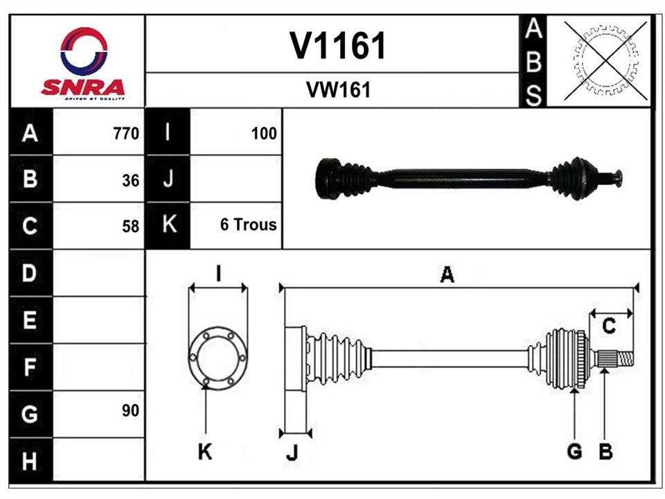 SNRA V1161 Drive shaft V1161