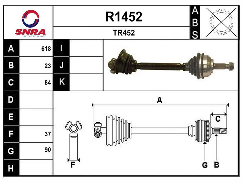 SNRA R1452 Drive shaft R1452