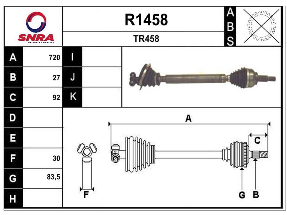 SNRA R1458 Drive shaft R1458