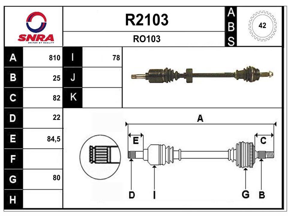 SNRA R2103 Drive shaft R2103