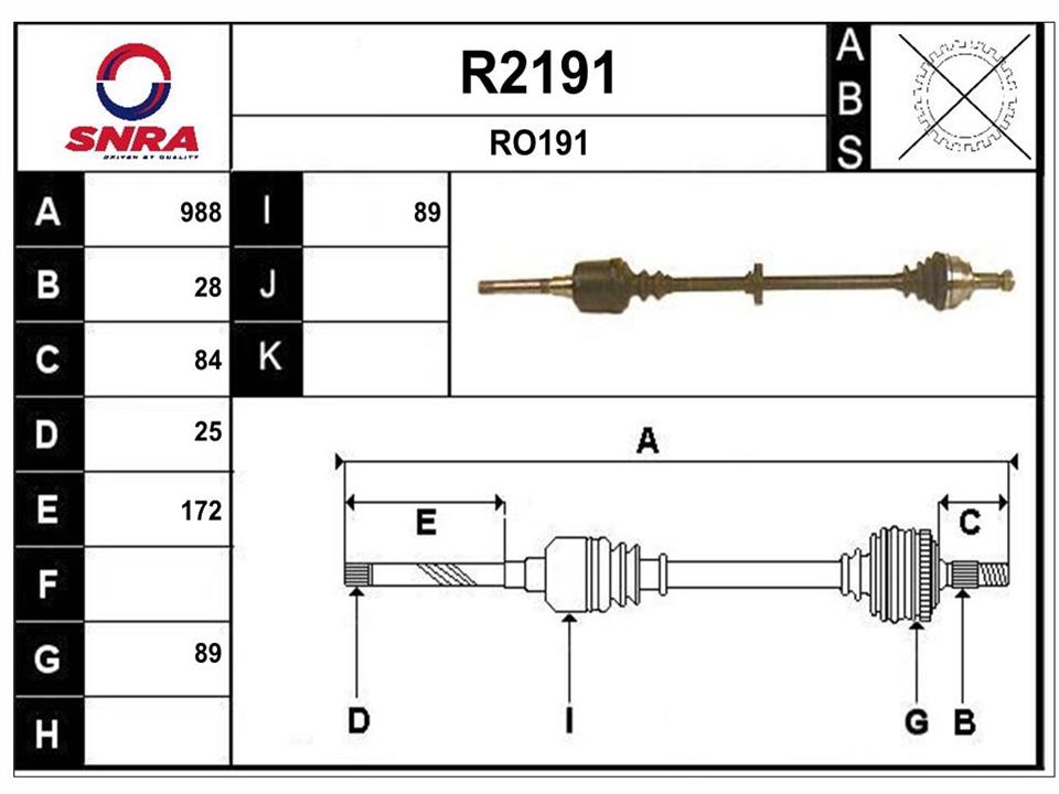 SNRA R2191 Drive shaft R2191