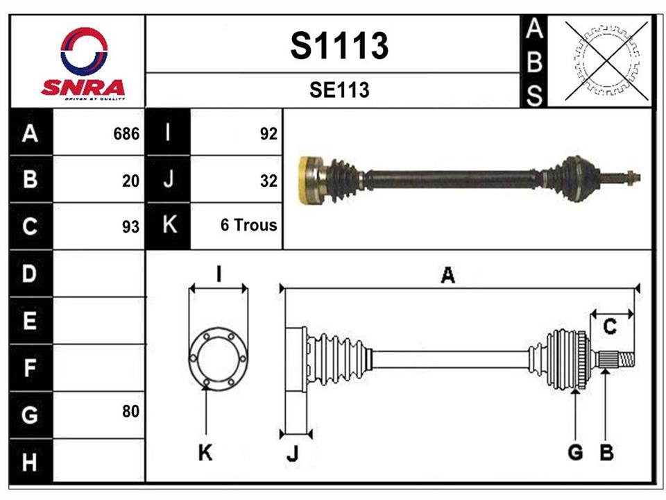 SNRA S1113 Drive shaft S1113