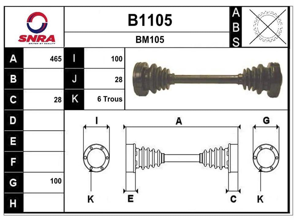 SNRA B1105 Drive shaft B1105