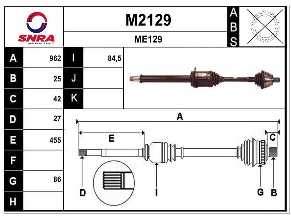 SNRA M2129 Drive shaft M2129