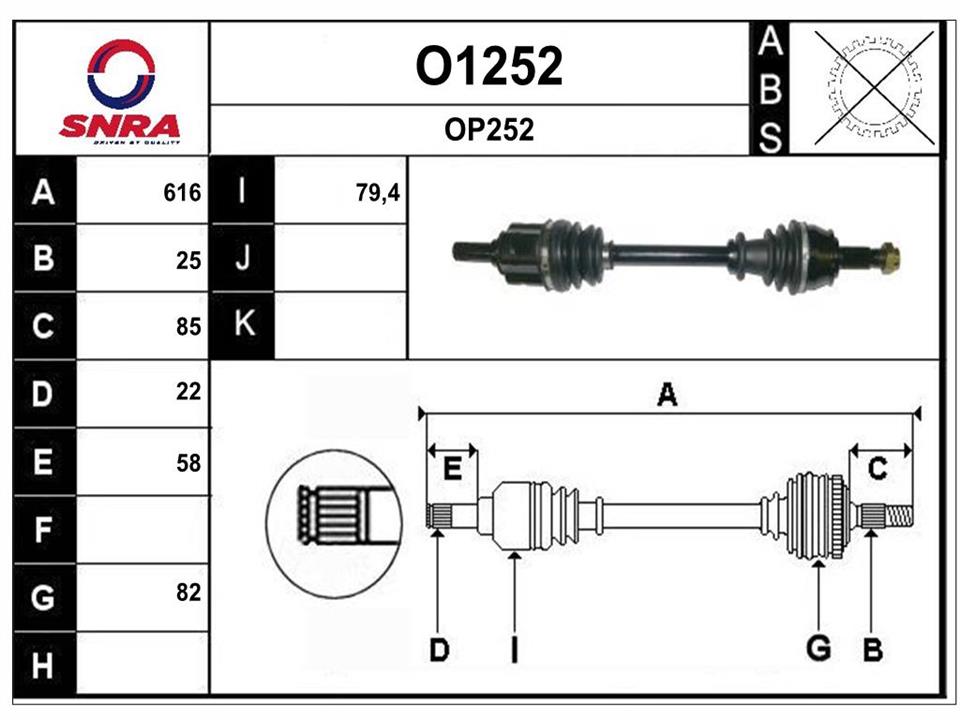 SNRA O1252 Drive shaft O1252