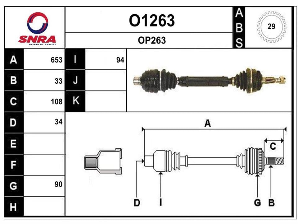 SNRA O1263 Drive shaft O1263