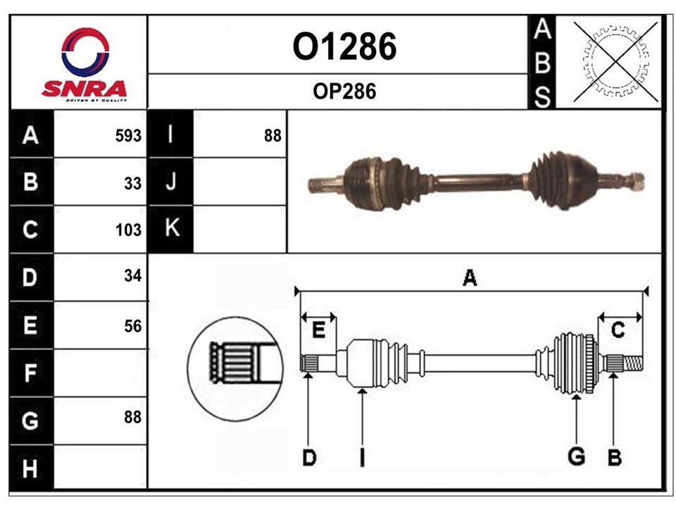 SNRA O1286 Drive shaft O1286