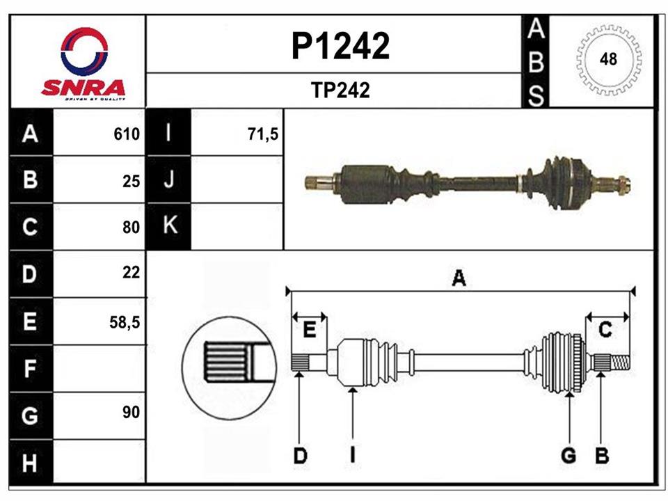 SNRA P1242 Drive shaft P1242