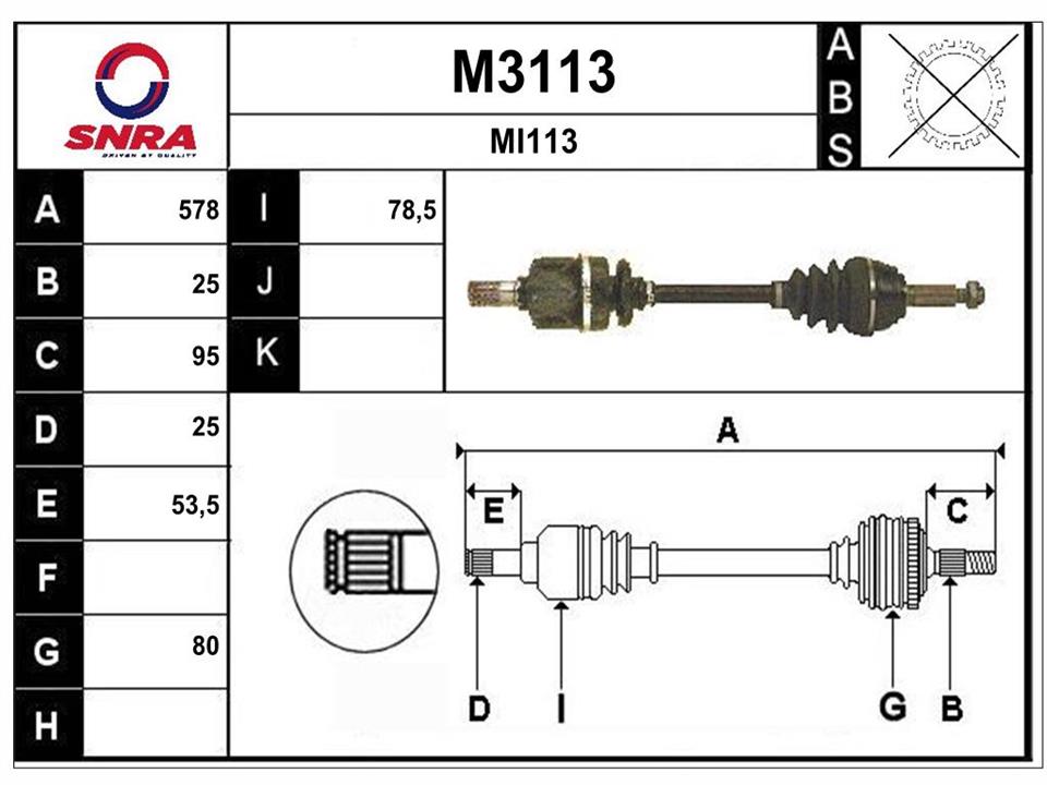 SNRA M3113 Drive shaft M3113