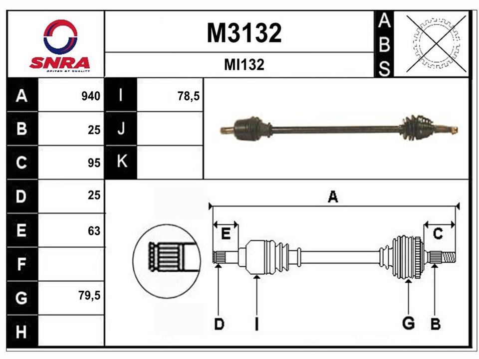 SNRA M3132 Drive shaft M3132