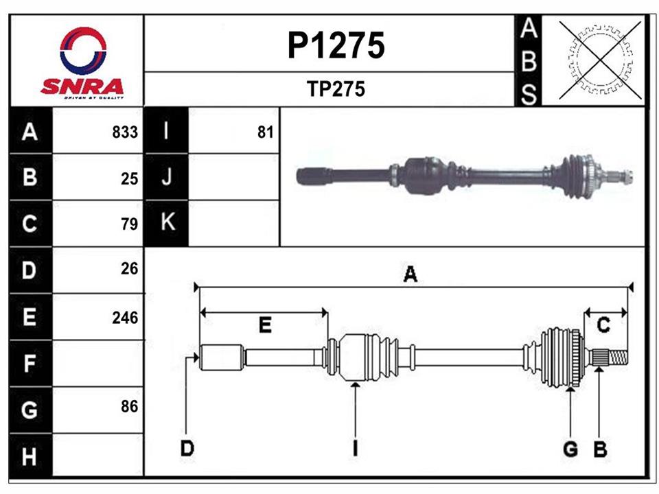 SNRA P1275 Drive shaft P1275